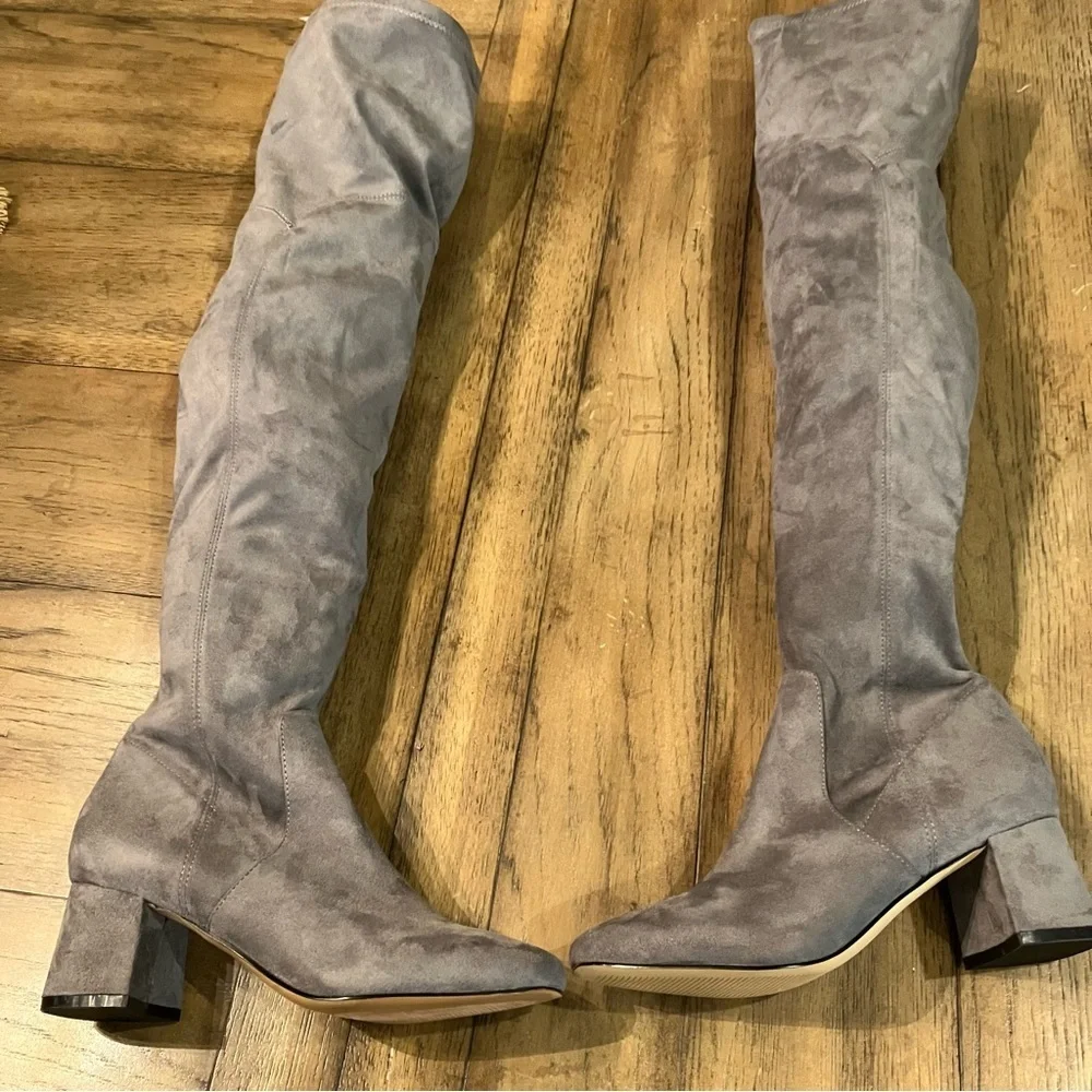Marc Fisher LTD Arrine Over-the-Knee Faux Suede Boots, color gray, size 5